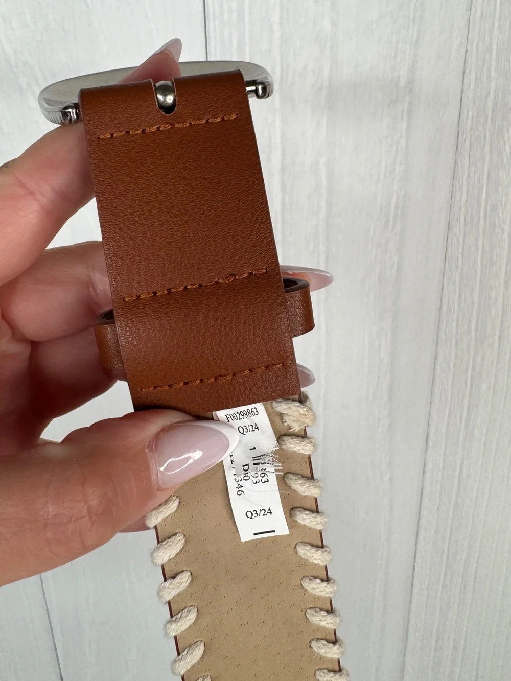 Western Style Belt | Brown Whip Stitch Cowboy Buckle Boho Chic